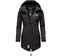 MARIKOO Damen Übergangsjacke Softshellmantel mit Kapuze Zimtzicke Black Lines Gr. L