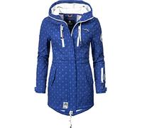 MARIKOO Damen Übergangsjacke Softshellmantel mit Kapuze Zimtzicke Blue Dots Gr. S