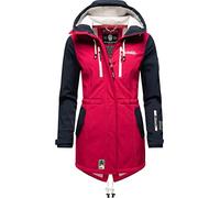 MARIKOO Damen Übergangsjacke Softshellmantel mit Kapuze Zimtzicke Fuchsia - Navy Gr. XS
