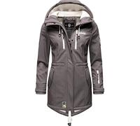 MARIKOO Damen Übergangsjacke Softshellmantel mit Kapuze Zimtzicke Grau Gr. M