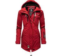 MARIKOO Damen Übergangsjacke Softshellmantel mit Kapuze Zimtzicke | Länge: po-bedeckend | Wärmegrad 2 von 3 - wärmendes Softshell | Mantel mit 7.000 mm Wassersäule, atmungsaktiv