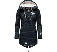 MARIKOO Damen Übergangsjacke Softshellmantel mit Kapuze Zimtzicke Navy Lines Gr. XS