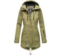 MARIKOO Damen Übergangsjacke Softshellmantel mit Kapuze Zimtzicke Olive Gr. L