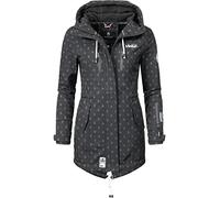 MARIKOO Damen Übergangsjacke Softshellmantel mit Kapuze Zimtzicke Schwarz Dots Gr. M