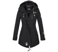 MARIKOO Damen Übergangsjacke Softshellmantel mit Kapuze Zimtzicke Schwarz Gr. XS