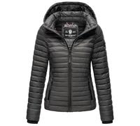 MARIKOO Damen Übergangsjacke Steppjacke mit Kapuze gesteppt 21 Farben XS-XXL Samtpfote (Anthrazit, M)