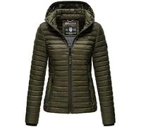 MARIKOO Damen Übergangsjacke Steppjacke mit Kapuze gesteppt 21 Farben XS-XXL Samtpfote (Olive, S)