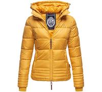 MARIKOO Damen Übergangsjacke Steppjacke Winterjacke gesteppt Outdoorjacke Kapuze 9 Farben XS - XXL SOLE (XS, Gelb)