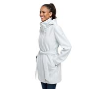 MARIKOO Damen Übergangsmantel (XS-3XL) - Eleganter Mantel mit Taillengürtel, abnehmbarer Kapuze, 2-Wege-Reißverschluss, Warme Jacke Frauen - N047 (XS, Ice-Blue)