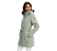 MARIKOO Damen Übergangsmantel (XS-3XL) - Eleganter Mantel mit Taillengürtel, abnehmbarer Kapuze, 2-Wege-Reißverschluss, Warme Jacke Frauen - N047 (3XL, Sm-Mint)