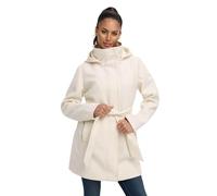 MARIKOO Damen Übergangsmantel (XS-3XL) - Eleganter Mantel mit Taillengürtel, abnehmbarer Kapuze, 2-Wege-Reißverschluss, Warme Jacke Frauen - N047 (XL, Offwhite)