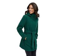 MARIKOO Damen Übergangsmantel (XS-3XL) - Eleganter Mantel mit Taillengürtel, abnehmbarer Kapuze, 2-Wege-Reißverschluss, Warme Jacke Frauen - N047 (S, Evergreen)