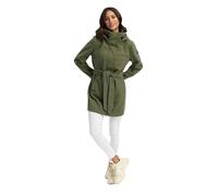 Kurzmantel MARIKOO "Katalinaa", Damen, Gr. M, grün (olive leaf), 90% Polyester 10% Viskose, Mäntel, Eleganter Wickel Mantel mit Taillengürtel und Oversized Hood Kapuze (71590157-M) olive leaf