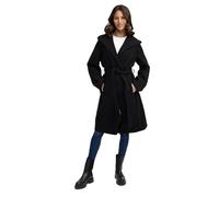 MARIKOO Damen Übergangsmantel (XS-3XL) - Eleganter Wickel Mantel mit Taillengürtel, Oversized Hood Kapuze, Warme Jacke Frauen - N046 (3XL, Schwarz)