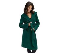 MARIKOO Damen Übergangsmantel (XS-3XL) - Eleganter Wickel Mantel mit Taillengürtel, Oversized Hood Kapuze, Warme Jacke Frauen - N046 (S, Evergreen)