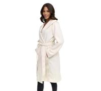 Kurzmantel MARIKOO "Kailii", Damen, Gr. M, weiß (sanftes weiß), 90% Polyester 10% Viskose, Mäntel, Eleganter Wickel Mantel mit Taillengürtel und Oversized Hood Kapuze (35504802-M) sanftes weiß