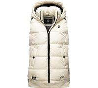 MARIKOO Damen warme Winter Steppweste mit Kapuze Zarinaa Offwhite Gr. L