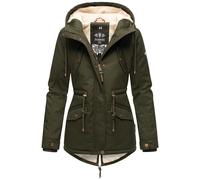 MARIKOO Damen warme Winterjacke mit kuscheliger verstellbarer Kapuze Manolya Dark Olive Gr. M