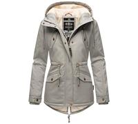 Winterjacke MARIKOO "Manolya" Gr. XXL (44), grau (hellgrau) Damen Jacken Lange stylischer Kurzmantel mit weichem Teddyfell-Futter (48277859-XXL)