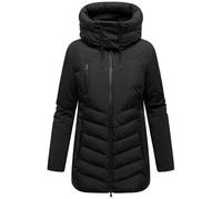 MARIKOO Damen warme Winterjacke mit verstellbarer Kapuze und Brusttasche Tivaa XVI Black Gr. 3XL