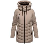 MARIKOO Damen warme Winterjacke mit verstellbarer Kapuze und Brusttasche Tivaa XVI Taupe Grey Gr. XL