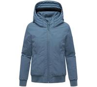 MARIKOO Damen warme Winterjacke Outdoorjacke mit Rippstrick-Details und großer Kapuze Mooni 16 Dusty Blue Gr. XS