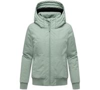 MARIKOO Damen warme Winterjacke Outdoorjacke mit Rippstrick-Details und großer Kapuze Mooni 16 Smokey Mint Gr. XS