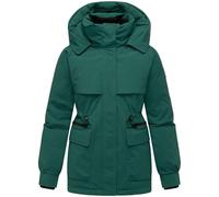 MARIKOO Damen warme Winterjacke Pufferjacke mit abnehmbarer Kapuze, magnetischen Knöpfen und Taillenzugband Shigaraa XVI Evergreen Gr. XL