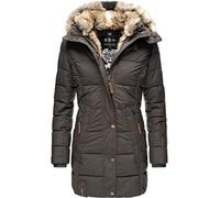MARIKOO Damen Warmer Winter Steppmantel mit Kapuze Lieblings Jacke Anthracite Gr. L