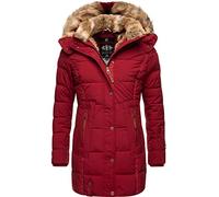 MARIKOO Damen Warmer Winter Steppmantel mit Kapuze Lieblings Jacke Blood Red Gr. S