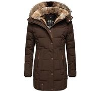 MARIKOO Damen Warmer Winter Steppmantel mit Kapuze Lieblings Jacke Dark Brown Gr. S