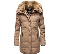 MARIKOO Damen Warmer Winter Steppmantel mit Kapuze Lieblings Jacke Taupe Gr. XXL