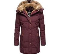 MARIKOO Damen Warmer Winter Steppmantel mit Kapuze Lieblings Jacke Wine Gr. S