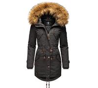 MARIKOO Damen Warmer Winterparka mit abnehmbarem Kunstfell La Viva Prc Anthracite Gr. M