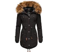 MARIKOO Damen Warmer Winterparka mit abnehmbarem Kunstfell La Viva Prc Schwarz Gr. S
