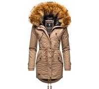 MARIKOO Damen Warmer Winterparka mit abnehmbarem Kunstfell La Viva Prc Taupe Grey Gr. S