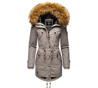MARIKOO Damen Warmer Winterparka mit abnehmbarem Kunstfell La Viva Prc Zinc Grey Gr. XL