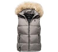 MARIKOO Damen Weste Damenjacke Windbreaker Steppweste Outdoor Eisflöckchen Grau 38 - M