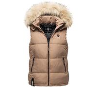 MARIKOO Damen Weste Damenjacke Windbreaker Steppweste Outdoor Eisflöckchen Taupe 38 - M