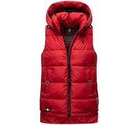 MARIKOO Damen Weste Outdoor gesteppt Jacke Steppweste Windbreaker Kapuze XS - XXL ZARINAA (Rot, M)