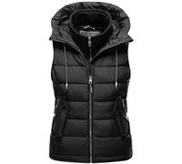 MARIKOO Damen Weste Steppweste gesteppt Frühjahr Übergangsweste B866 [B866-Tais-Schwarz-Gr.XS]
