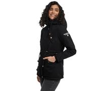 MARIKOO Damen Winter Jacke Parka Winterjacke Teddyfell gefüttert B376 [B376-Manolya-Schw-Schw-Gr.S]