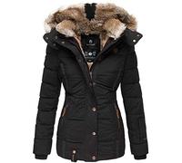 MARIKOO Damen Winter Jacke Stepp Parka Mantel Kunstfell warm gefüttert Nekoo XS-XXL (M, Schwarz)