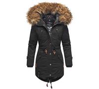 MARIKOO Damen Winter Jacke Stepp Parka Mantel Winterjacke warm gefüttert Kunstpelz LA VIVA S-XXL (S, Schwarz)