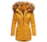 MARIKOO Damen Winter Jacke Stepp Parka Mantel Winterjacke warm gefüttert Kunstpelz SANAKOO S-XXL (S, Gelb)