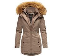 MARIKOO Damen Winter Jacke Stepp Parka Mantel Winterjacke warm gefüttert Kunstpelz SANAKOO S-XXL (S, Taupe)