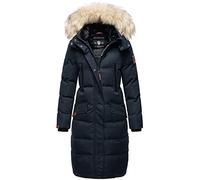 MARIKOO Damen Winter Jacke Stepp Parka Mantel Winterjacke warm gefüttert Kunstpelz Schneesternchen XS-XXL (DE/NL/SE/PL, Alphanumerisch, XS, Regular, Regular, Navy)