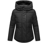 MARIKOO Damen Winter Jacke Steppjacke Kurzjacke mit Rucksack-Trägern Winterjacke Recyceltes Polyester Teddyfell gefüttert Elira XS - 3XL (DE/NL/SE/PL, Alphanumerisch, S, Regular, Regular, Schwarz)