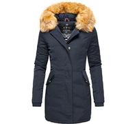 MARIKOO Damen Winter-Kurzmantel Karmaa mit großer Kapuze | Länge: po-bedeckend | Wärmegrad 2 von 3 - warm | wasserabweisend | große Kapuze | abnehmbarer Kunstfellbesatz