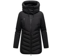 MARIKOO Damen Winter Steppjacke gesteppt Winterjacke Softshell Material, abnehmbarer Kapuze, gefüttert Tivaa XS - 3XL (DE/NL/SE/PL, Alphanumerisch, XXL, Regular, Regular, Schwarz)